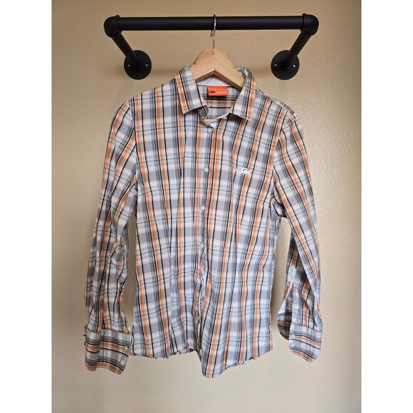 Ktm racing power wear long sleeve plaid button down shirt men's size large - Picture 1 of 7